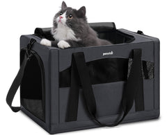 Pecute porte-chat stable avec cadre en métal 5 mm pour voyager en toute sécurité.