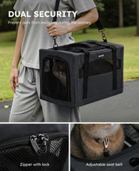 Pecute porte-chat zips verrouillables à chaque entrée pour plus de sécurité.