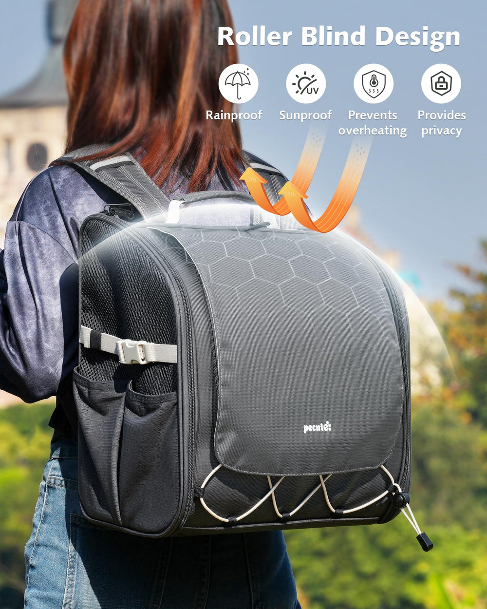 Pecute porteur, ombre retractable, protection solaire et calme.