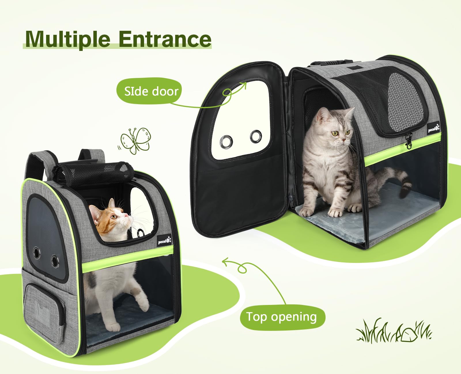 Pecute sac à dos animaux poches latérales pour gourde et accessoires.