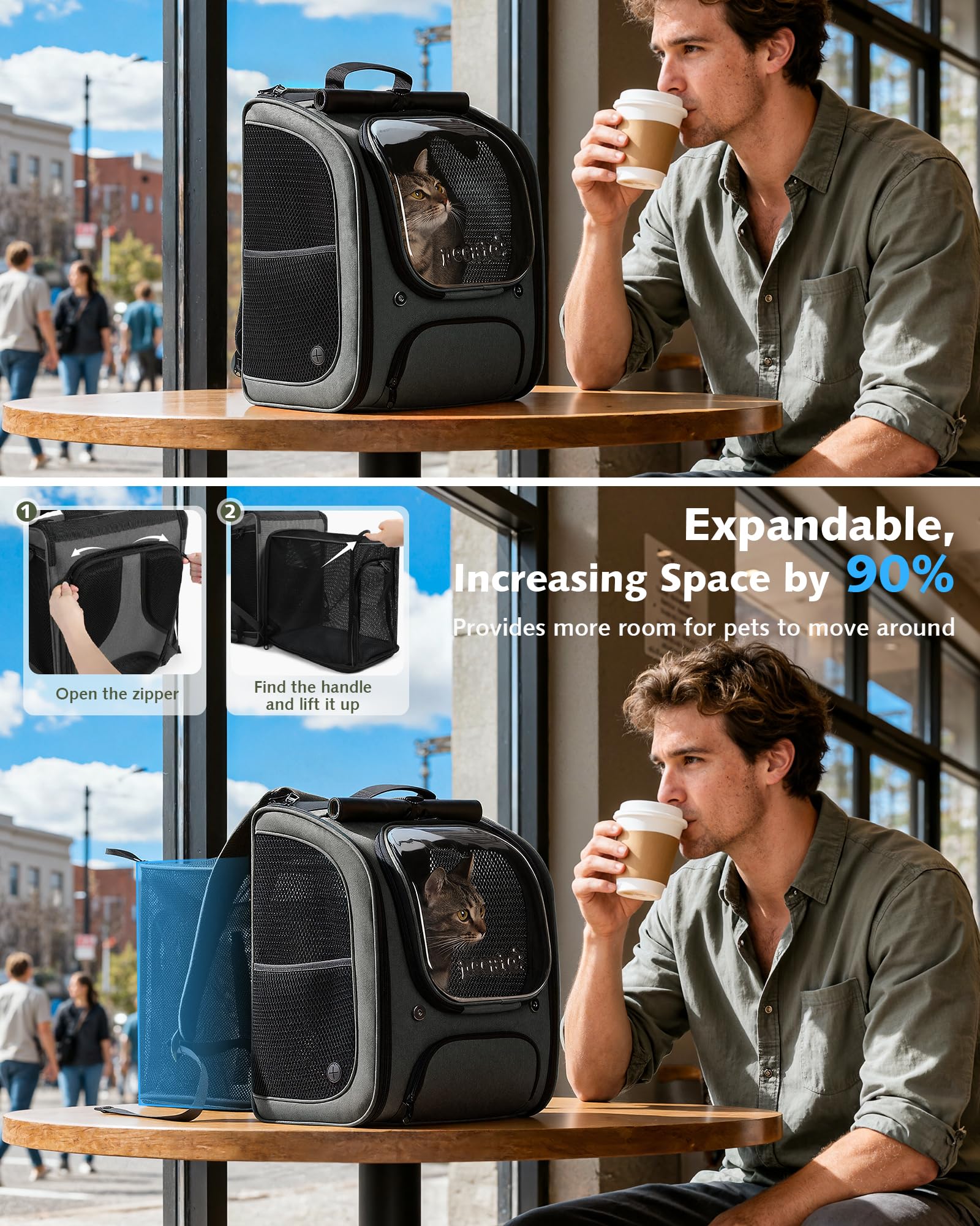 Pecute sac à dos chat ombrage UV protège le compagnon lors des sorties
