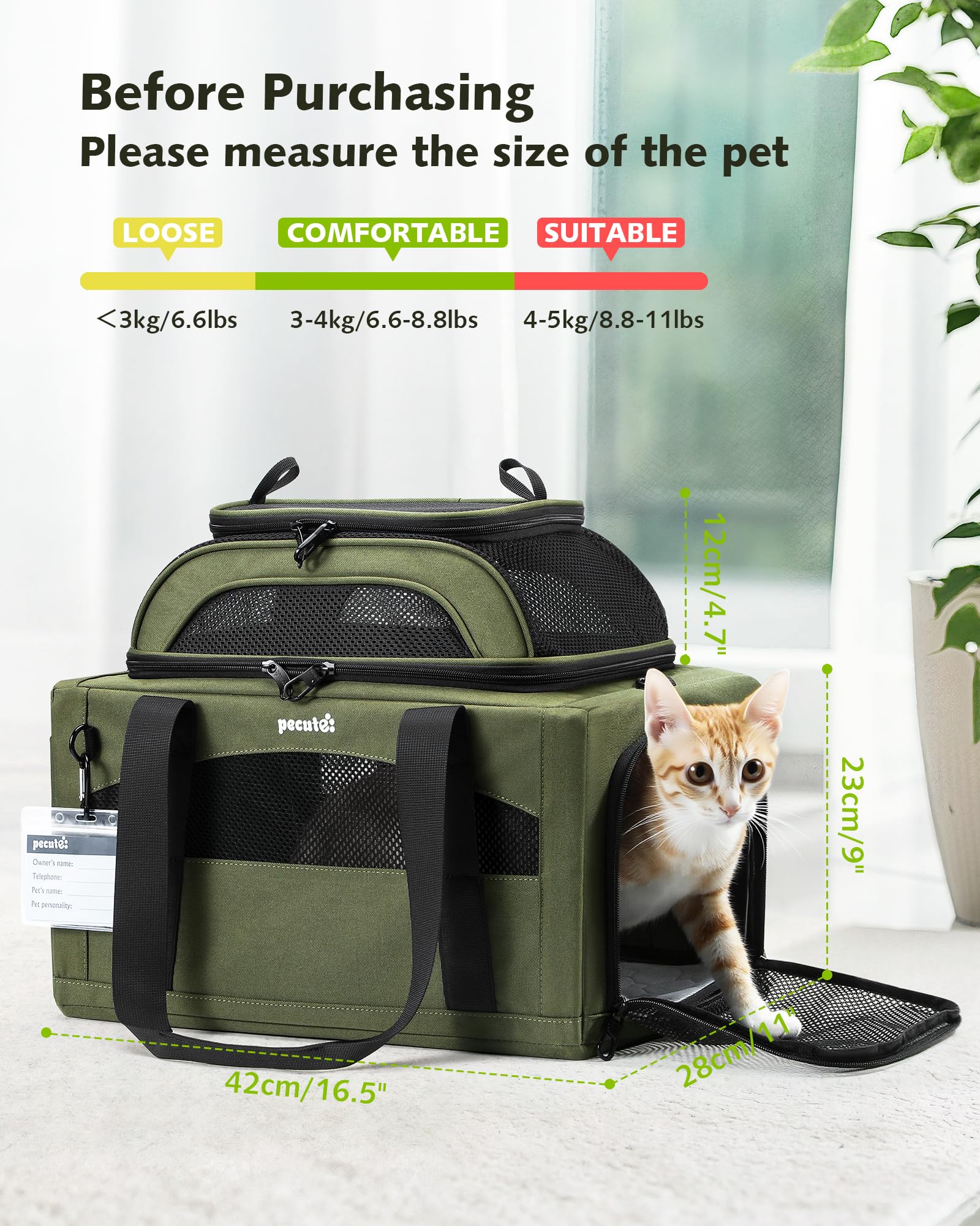 Pecute sac animaux extensible offre espace additionnel en voyage.