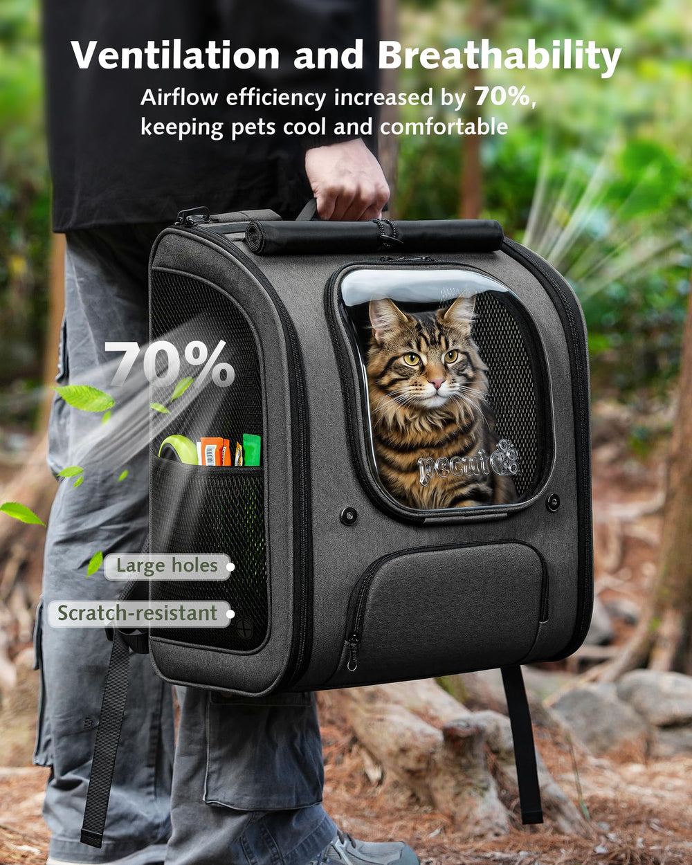 Pecute sac-chat-pliable-xl : design pliable pour un rangement compact et pratique