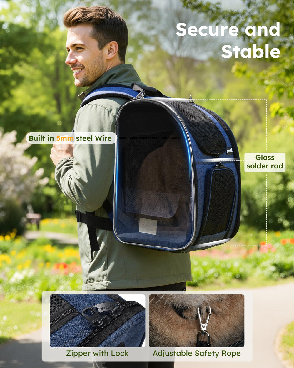 Pecute : poches externes pour accessoires.