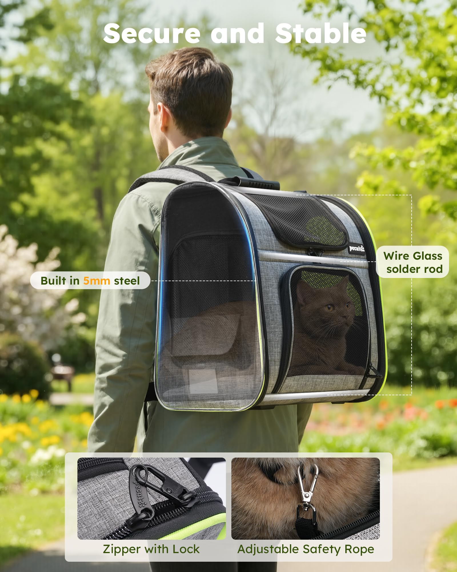 Pecute sac-dos-chat sangle ergonomique rend le transport agréable.