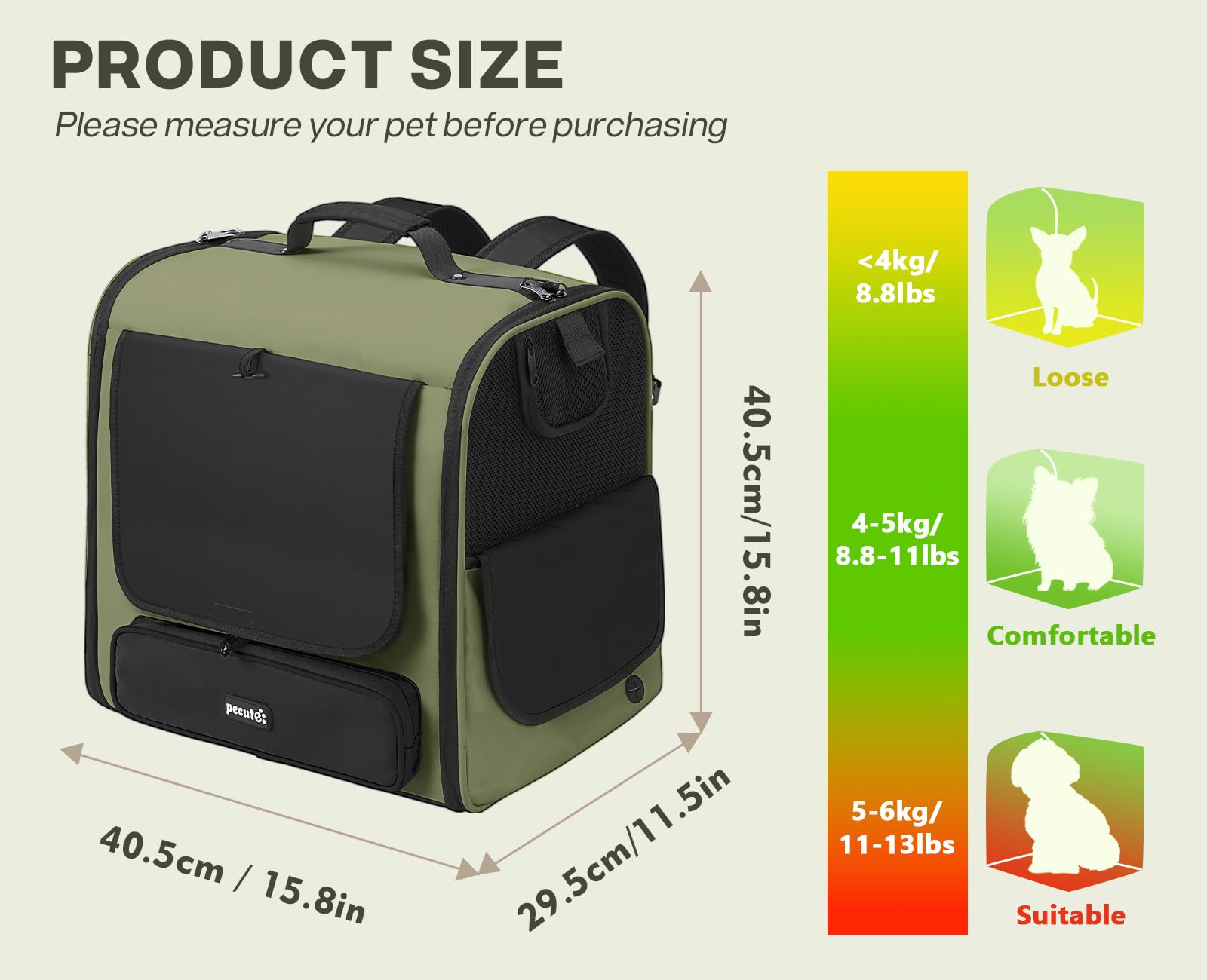 Pecute Sac dos chat: système anti-escapade et fermetures sécurisées
