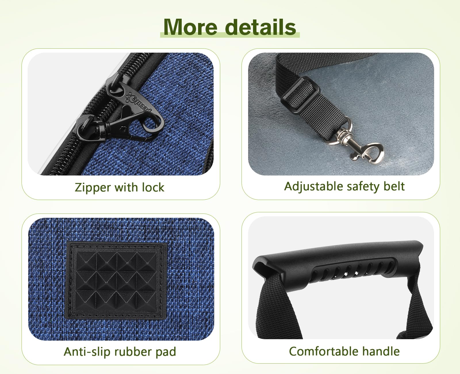 Pecute sac porte-animaux poches latérales pour accessoires et gourde.