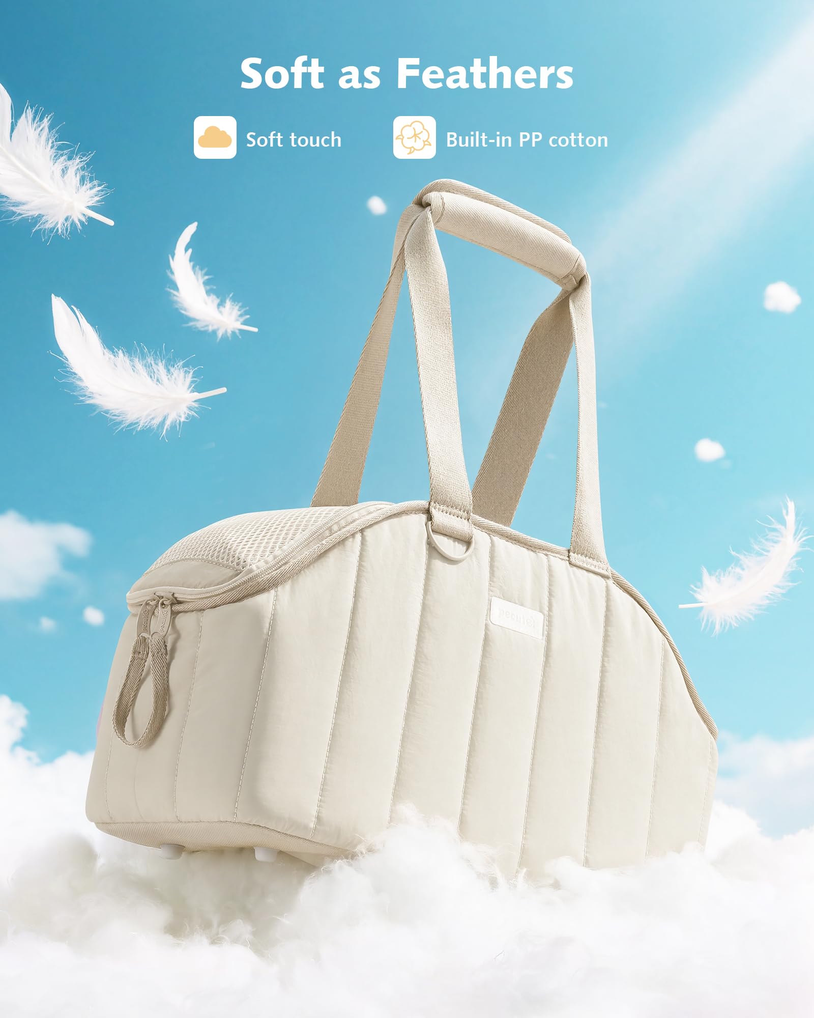 Pecute sac porte-chat douillet intérieur, confort optimal pour petits félins.