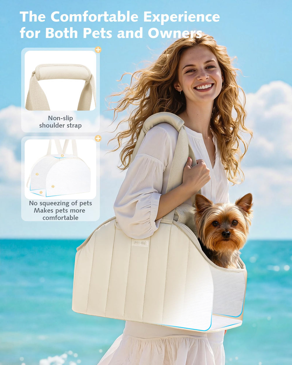 Pecute sac porte-chat poches grandes, rangement pratique pour accessoires.