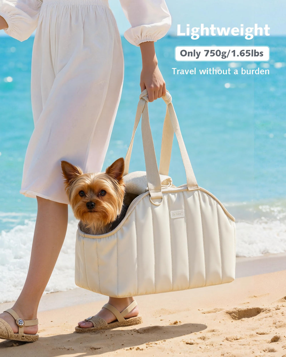 Pecute sac porte-chat ouvert, air frais et vue libre pour le chat.
