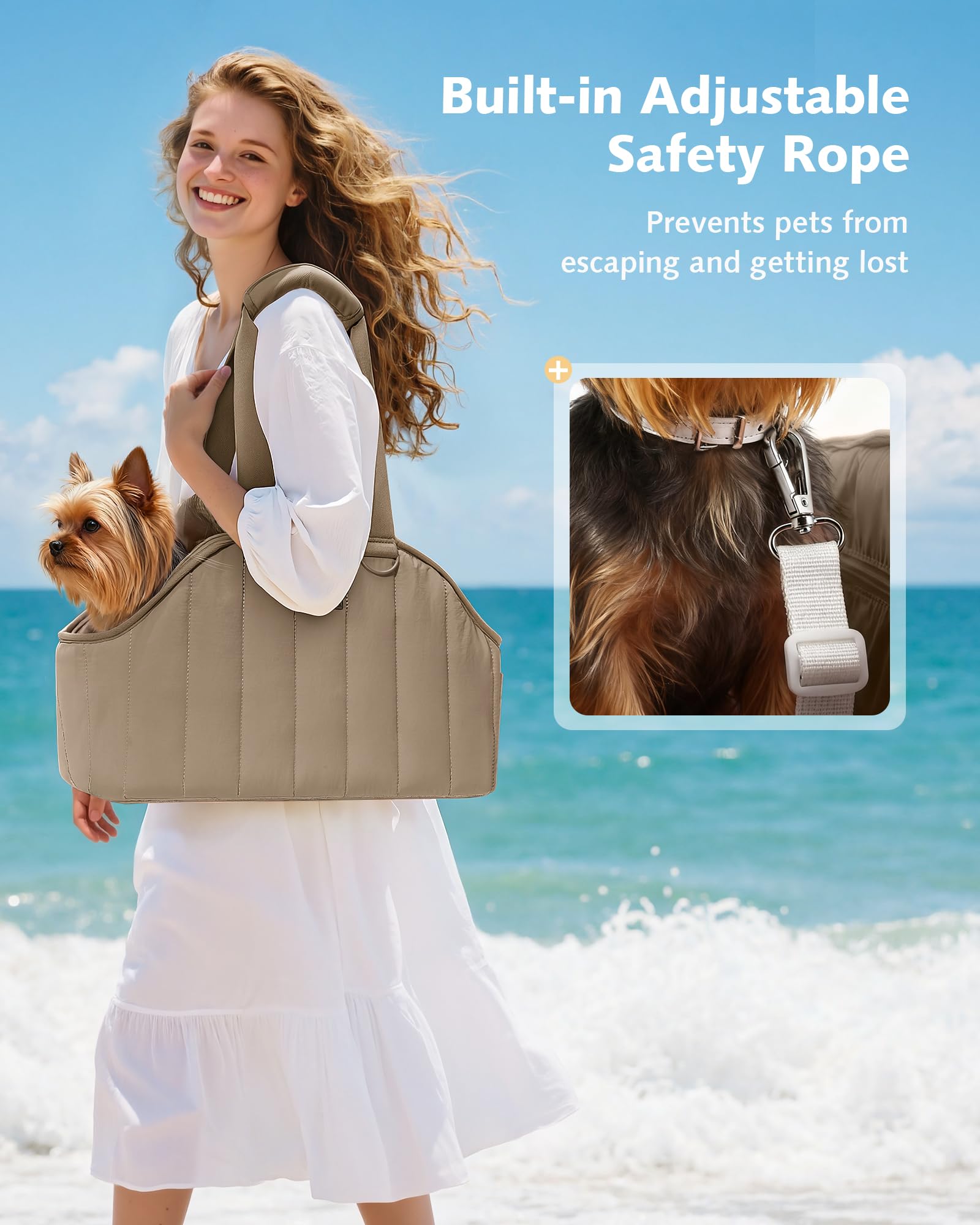 Pecute Sac-porteur-chien epaule-rembourree: portage confortable sur l'epaule.