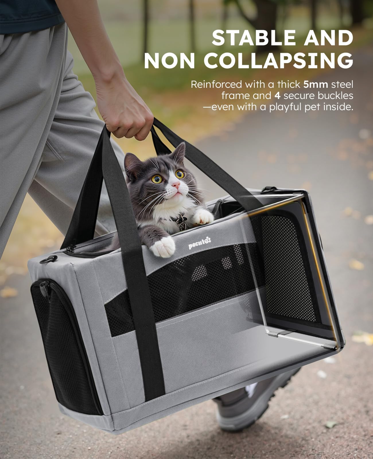 Pecute sac de transport chat avec bretelles – confort et securite.