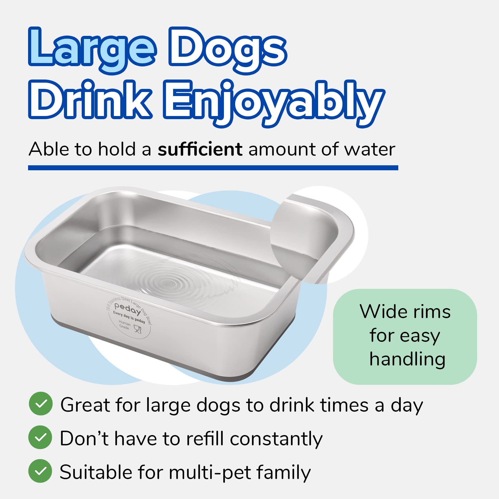 PEDAY bol-chien rectangulaire bords-roules – confort lors du repas.