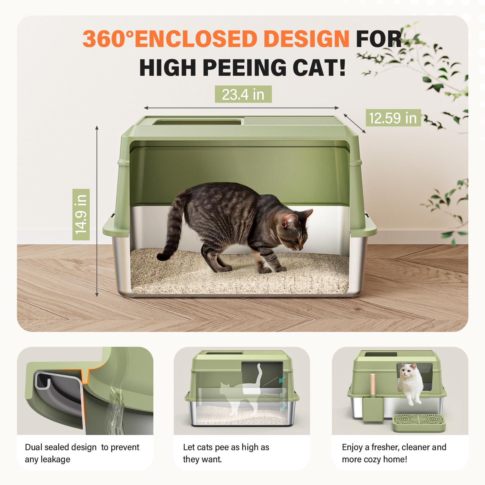 PEDIBAT Litière inox boîte fermée, anti-fuite et discrète sous le meuble.
