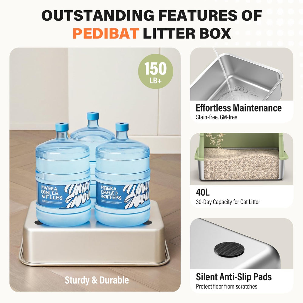 PEDIBAT Litière inox tapis-double couche, capture les grains efficacement.