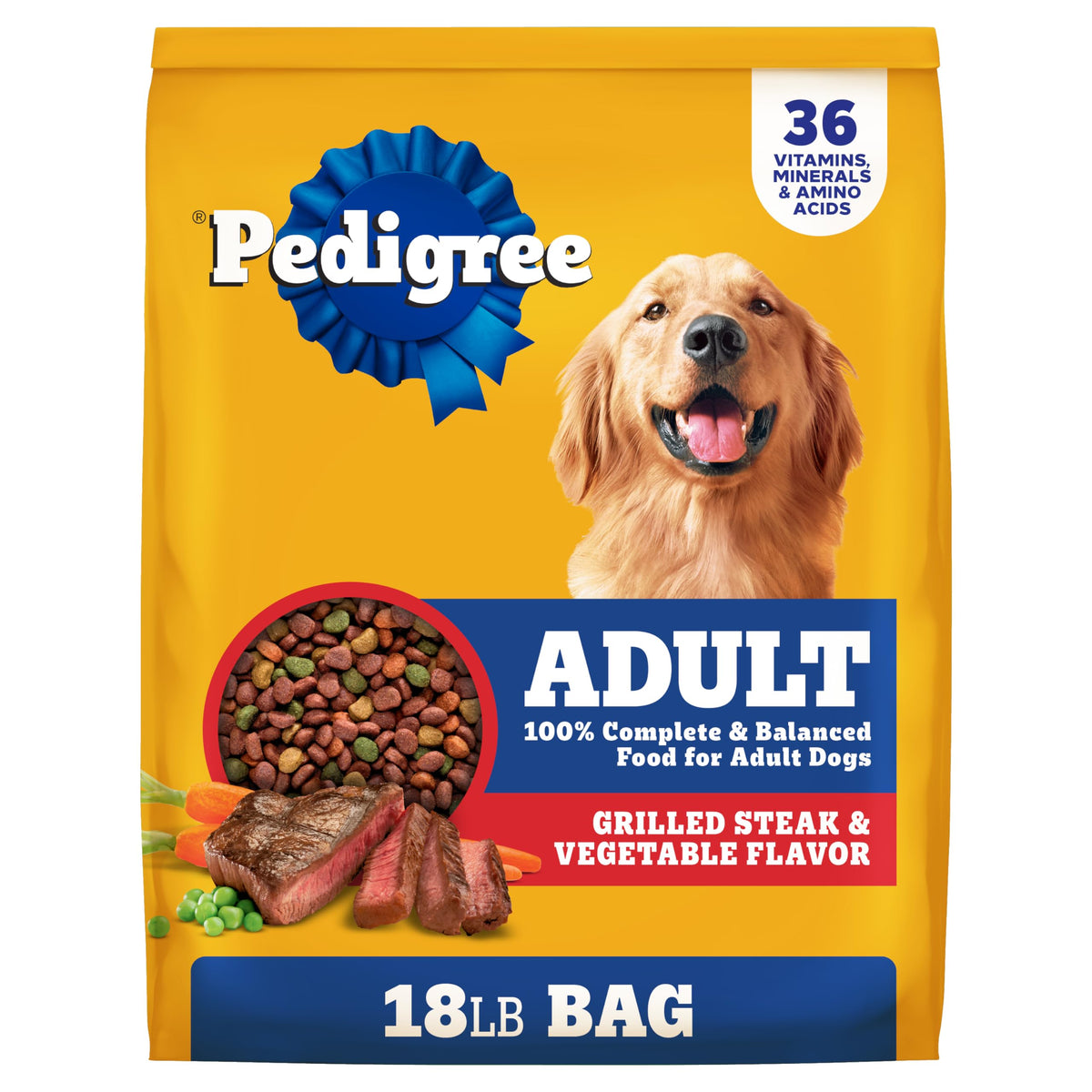 Pedigree pour chien adulte croquettes boeuf grille legumes dans bol – repas appétissant
