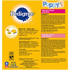 Pedigree chiot pâtée humide boeuf, sachets 3,5 oz, excellente comme garniture.