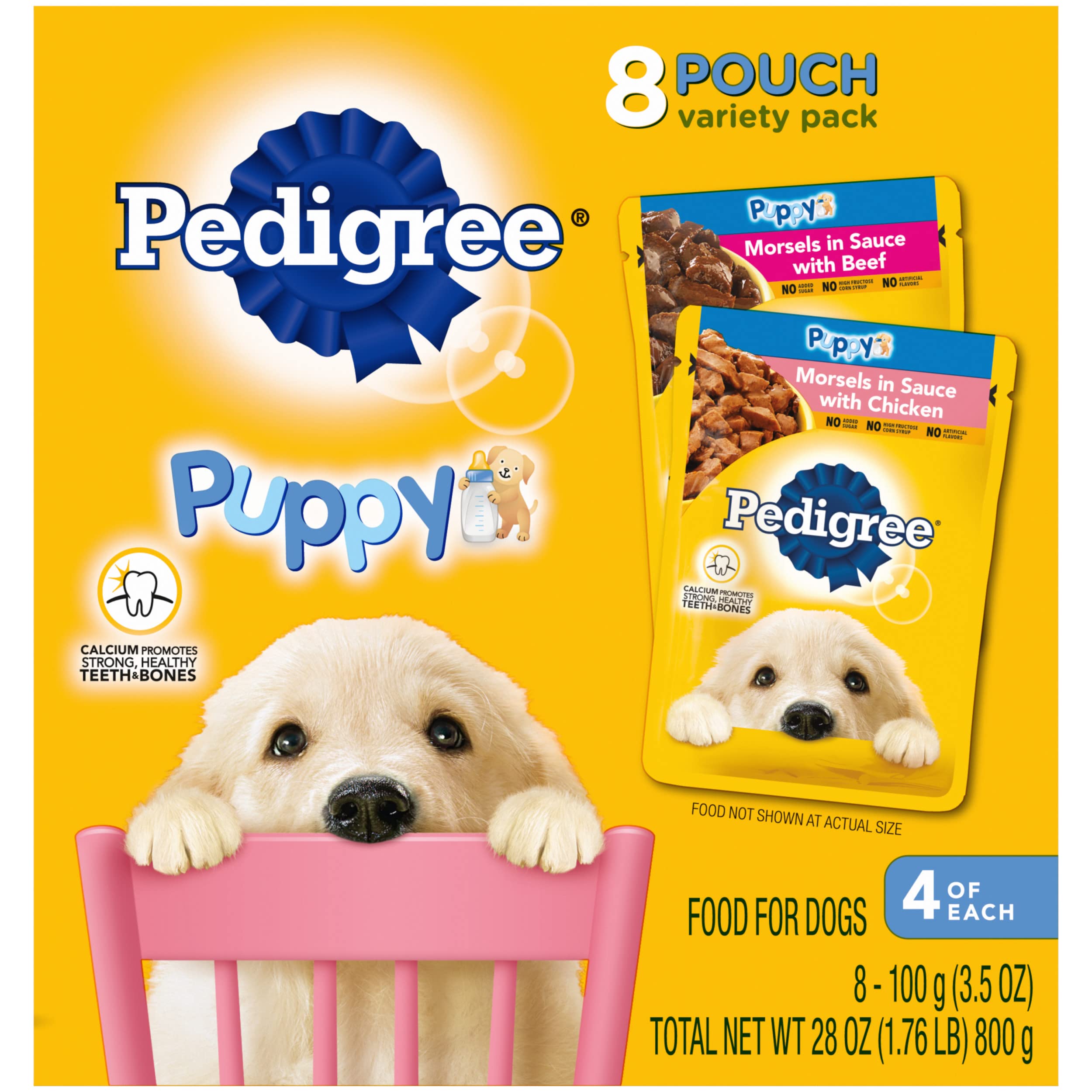 Pedigree chiot pâtée humide au poulet, sachets 3,5 oz, repas complet potentiel.