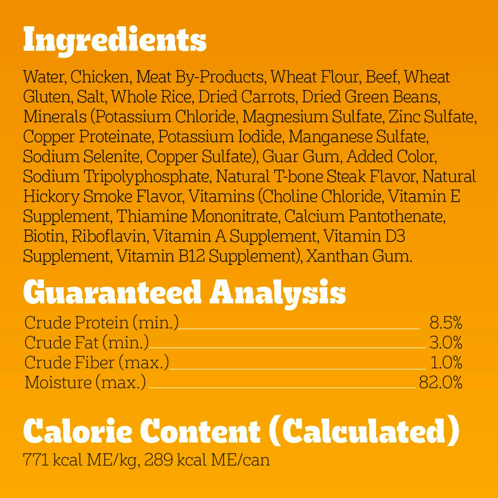 Pedigree pâtée humide repas complet pour chien adulte sans sucre ajouté.
