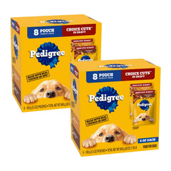 Pedigree – sachet 3,5 oz avec morceaux dans sauce au jus pour chiens adultes.