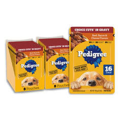 Pedigree Choice Cuts en sauce au boeuf pour chien adulte, texture savoureuse pour le repas.