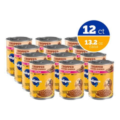 Pedigree Chopped Ground Dinner au boeuf — emballage 12 boîtes pour rangement facile.