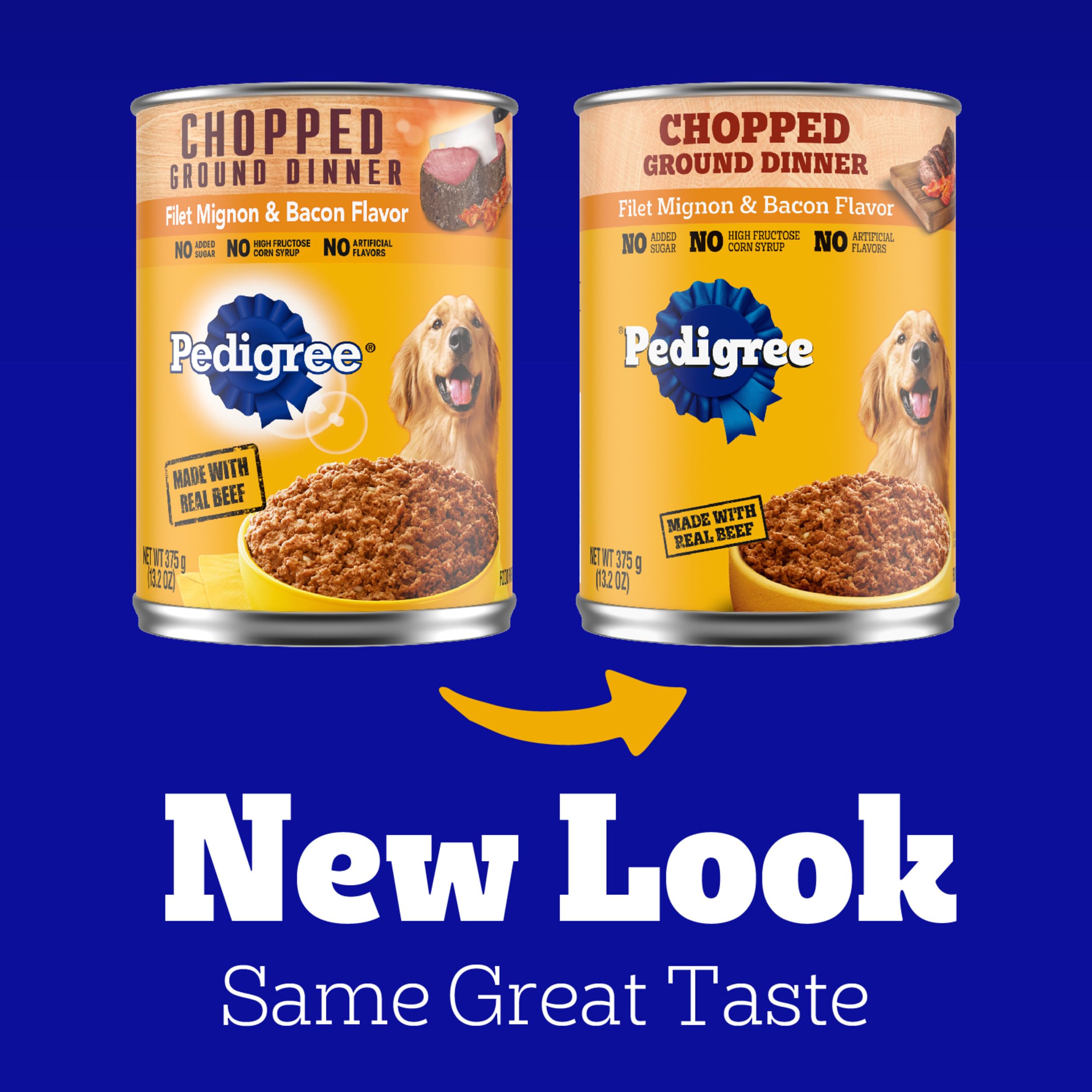 Pedigree Chopped Ground Dinner révèle une texture humide prête à servir dans un bol.