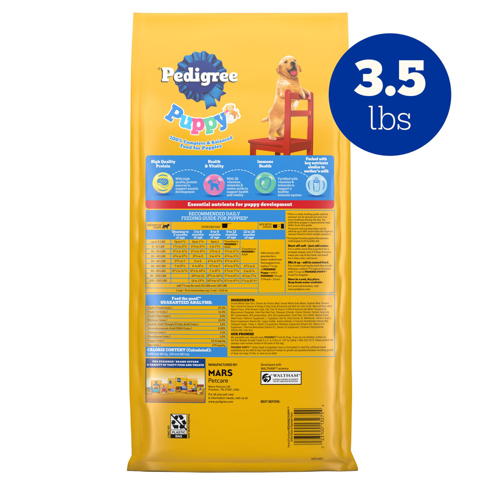Pedigree croquettes chiot formule complete equilibree pour chiots.