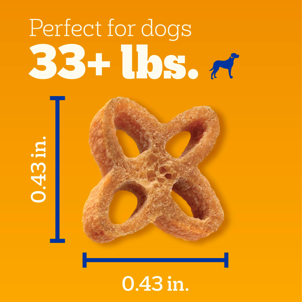 Pedigree Dentastix Chewy Chunx saveur poulet, plaisir pour le chien et soin dentaire possible.