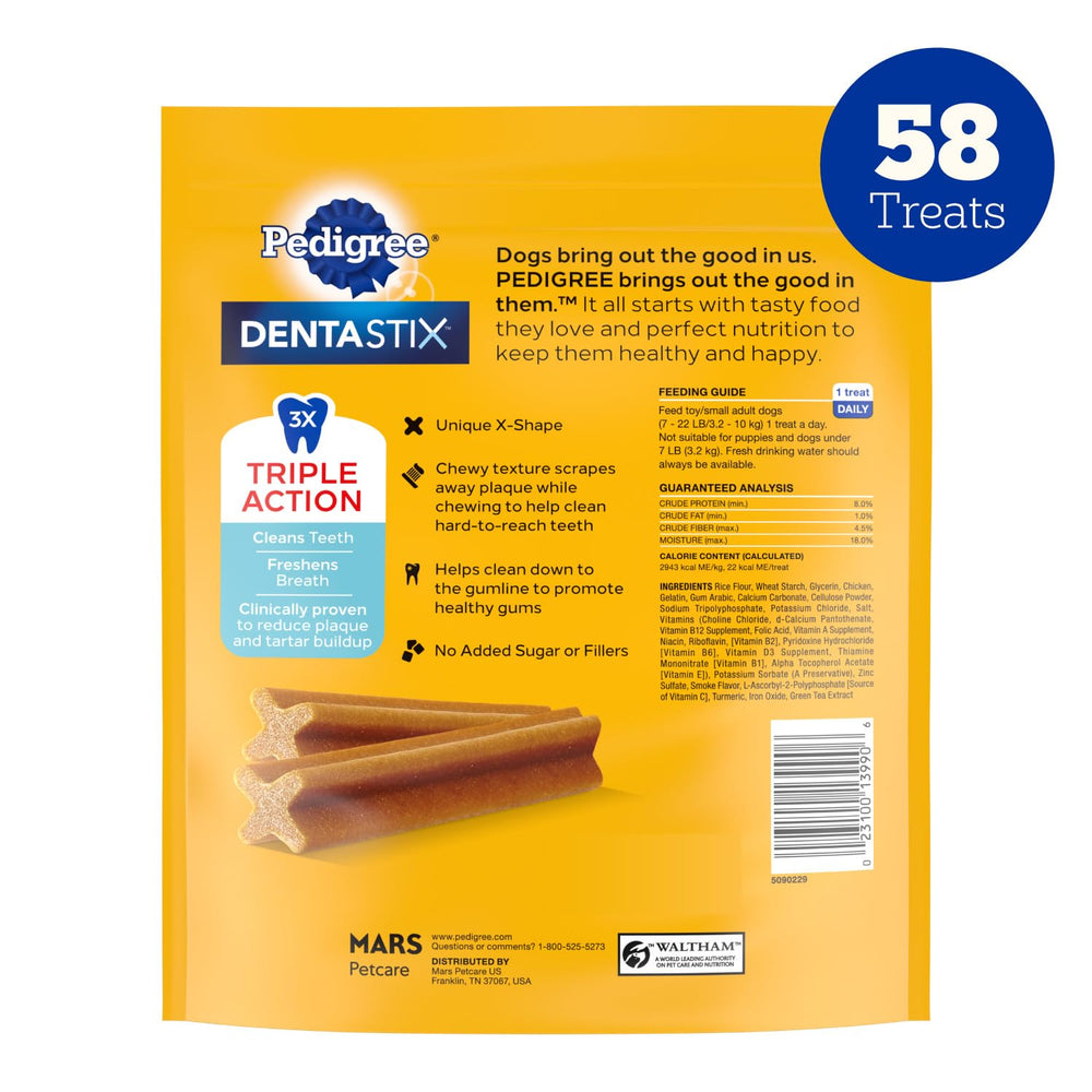 Pedigree Dentastix dents nettoyage dentaire lors des grignotages.