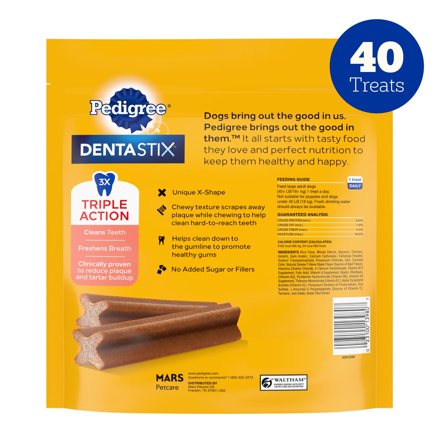 Dentastix grand chien, réduction possible de tartre avec un usage régulier.