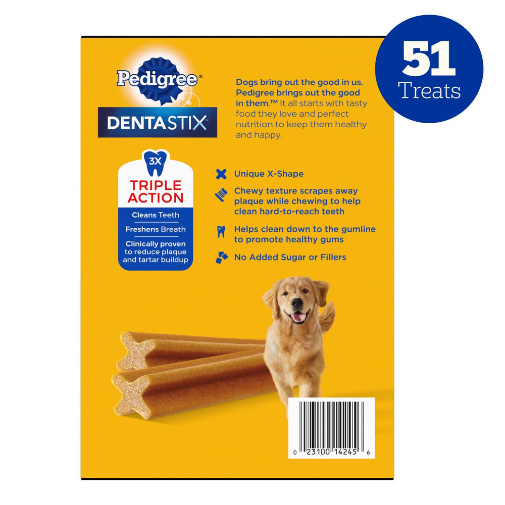 51 friandises au total dans le pack Pedigree Dentastix.