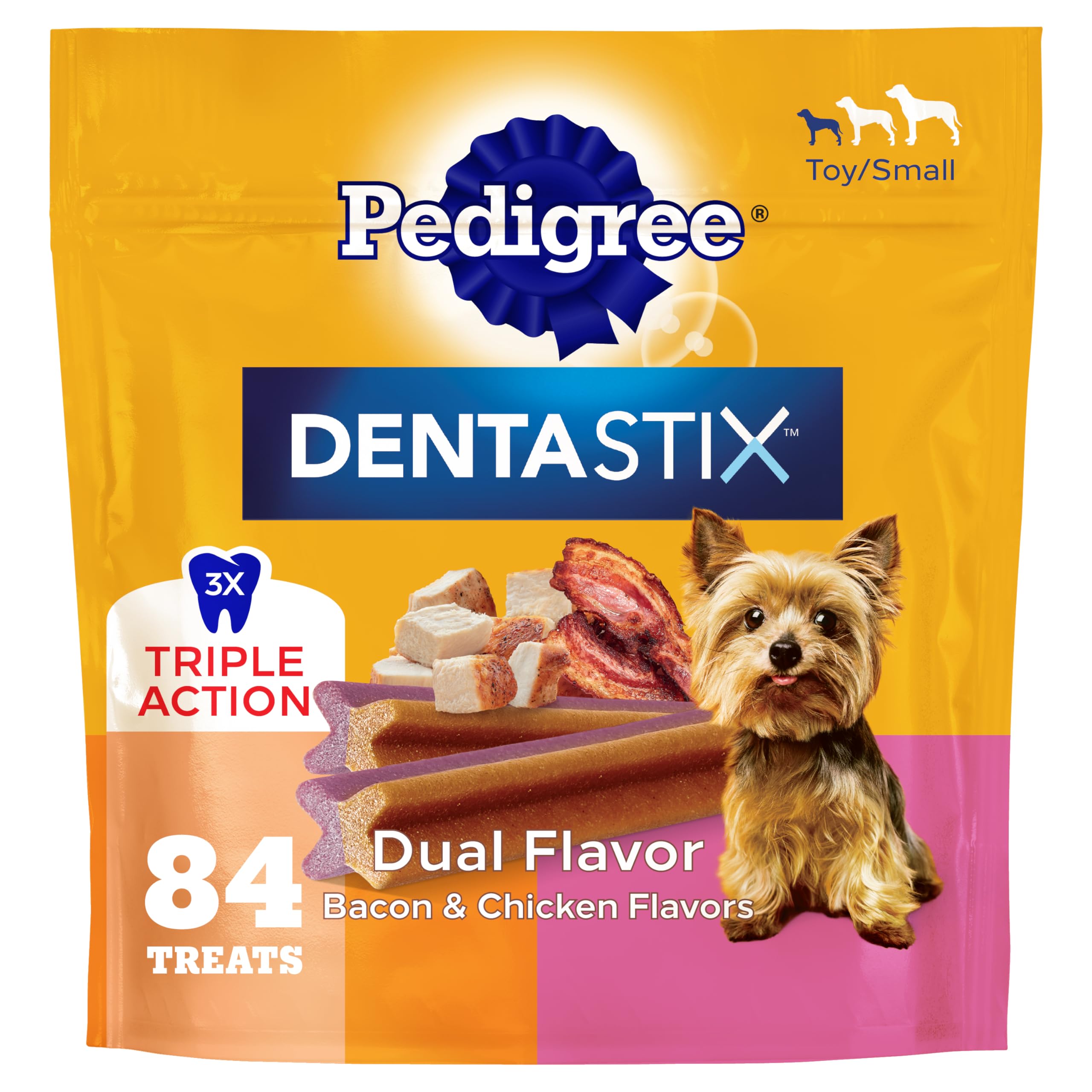 Dentastix Pedigree sac 84 friandises pour petits chiens, soutien à l hygiène buccale