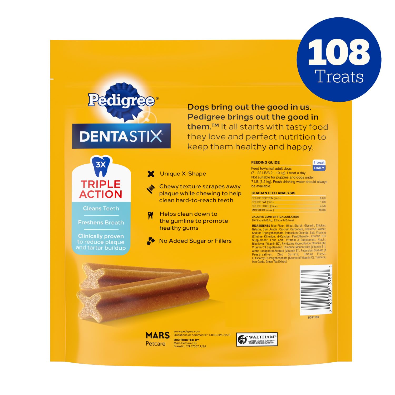 Dentastix Pedigree science Waltham, excellence en soin dentaire.