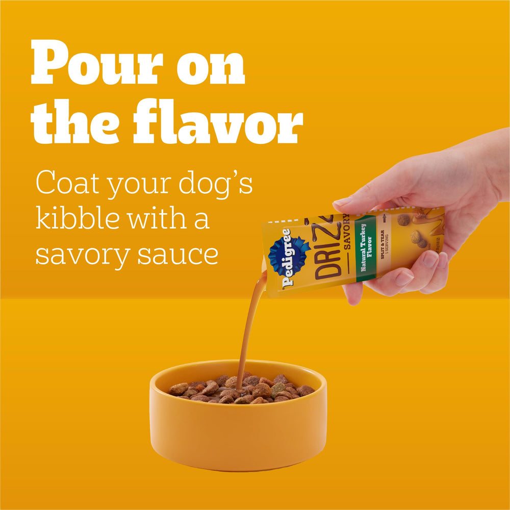 Sauce dinde Pedigree Drizzlers prête à ajouter sur les croquettes