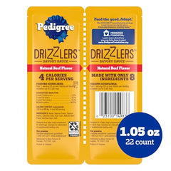 Pedigree Drizzlers-versement-sur-croquettes-croquantes, ajoute du goût tout en conservant le croquant.