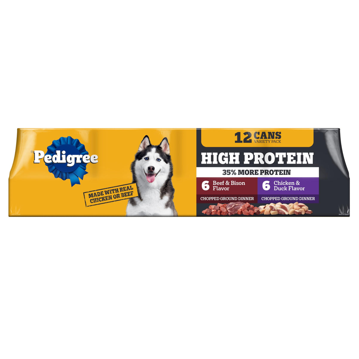 Pedigree Haute Protéine: boîte ouverte, repas pratique et savoureux pour chien
