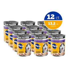 Pedigree Haute Protein : morceaux poulet et canard pour texture appétissante.