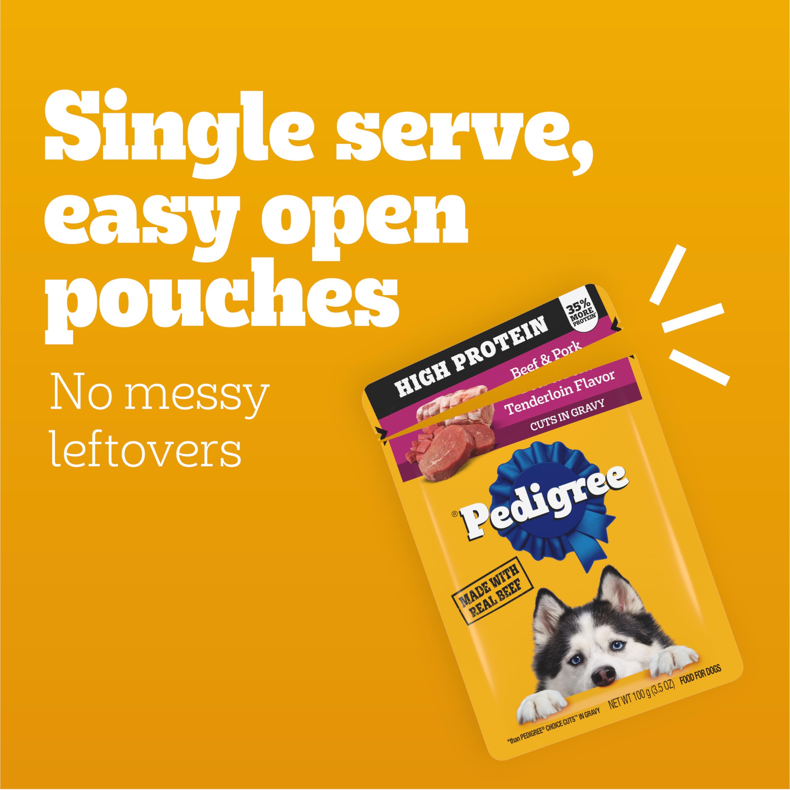 Pedigree Haute Protein, sachet boeuf, aliment humide quotidien.