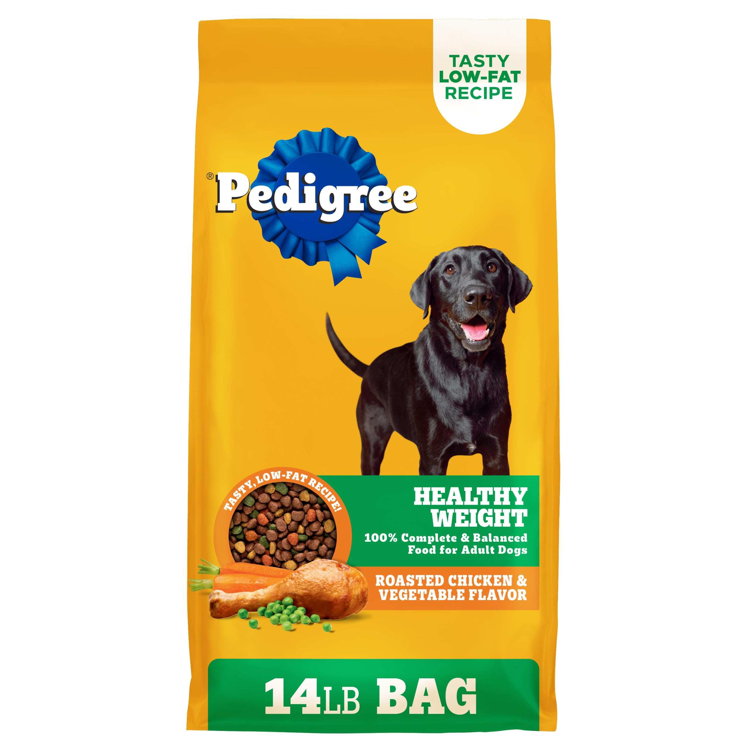 Pedigree Healthy Weight croquettes-poulet-legumes pour chien actif et en forme.