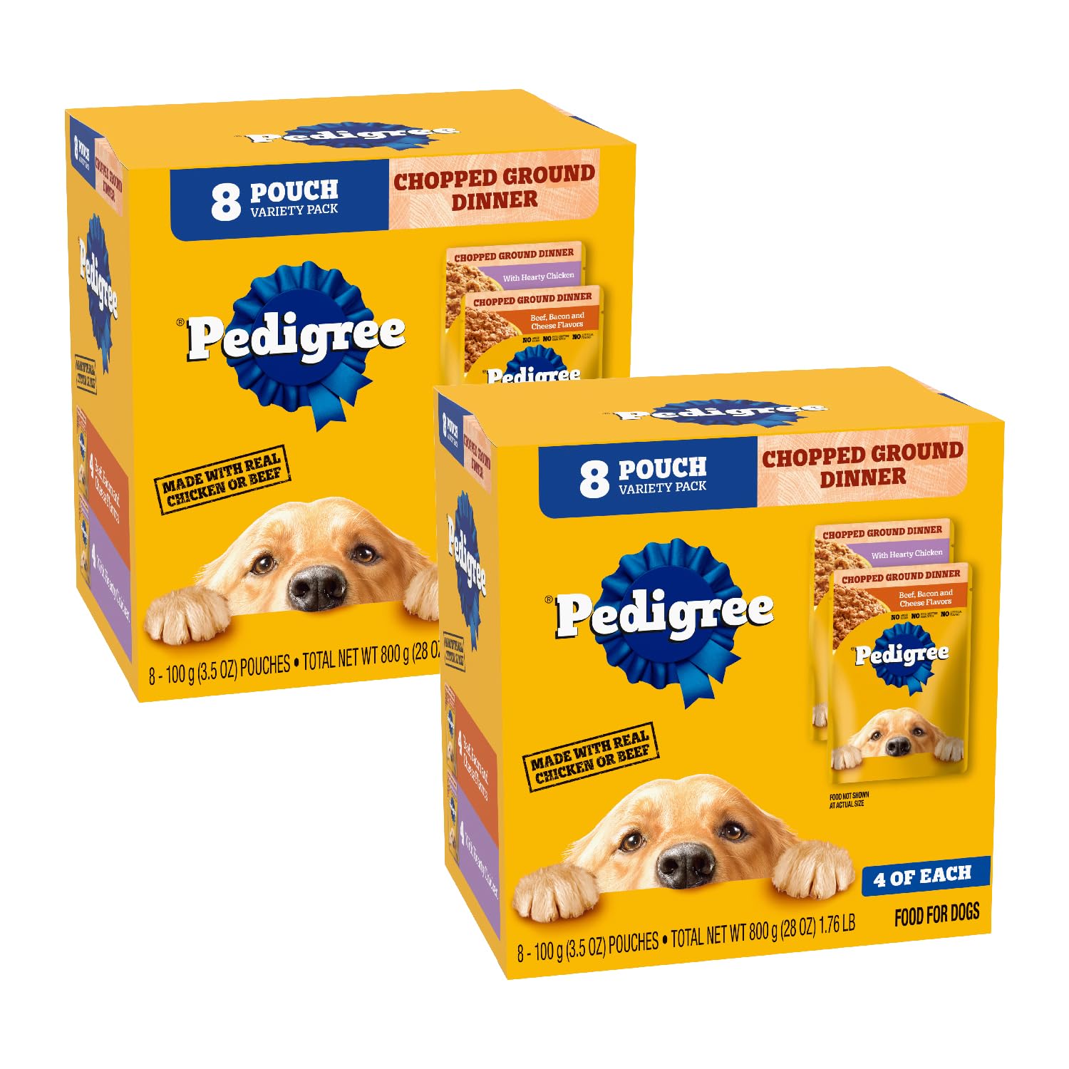 pedigree-chopped-ground-dinner en sachets, texture appétissante et repas complet
