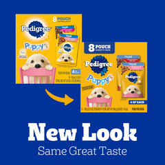 Gros morceaux appétissants Pedigree Puppy Morsels en sauce pour chiots.