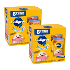 Pedigree Puppy Morsels en sauce, emballage frontal, repas pratique pour chiots.