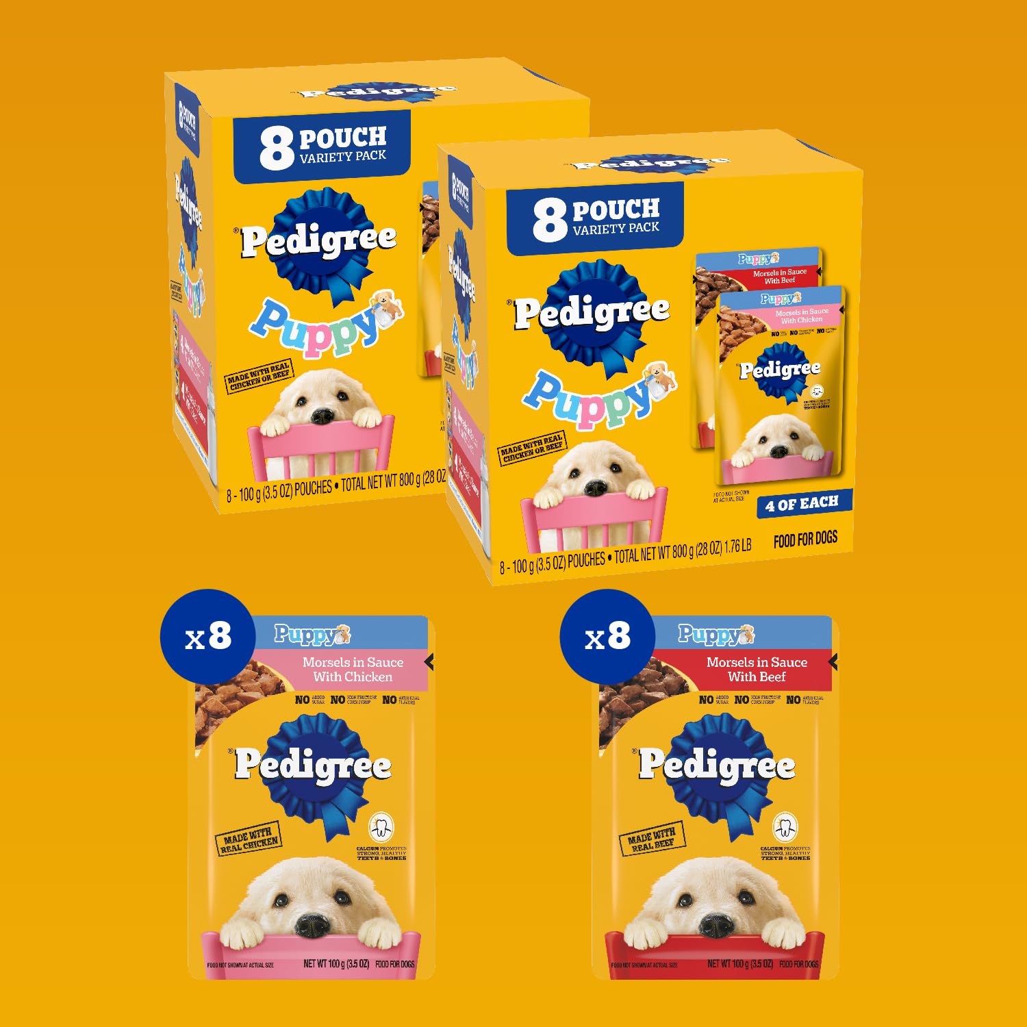 Bol prêt à servir Pedigree Puppy Morsels en sauce pour chiots.