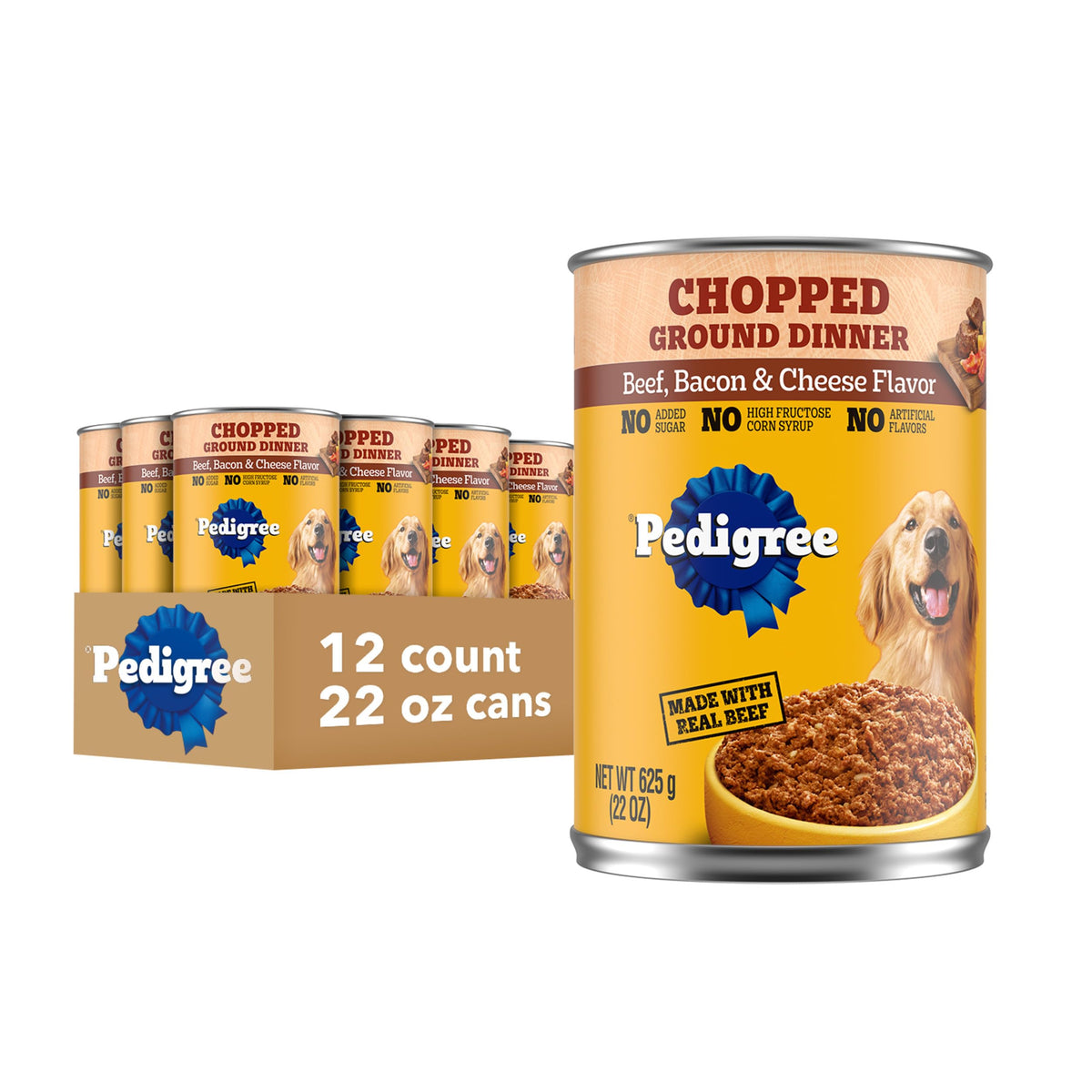 Pedigree Repas bacon-fromage en conserve, boîte de 22 oz, repas complet.