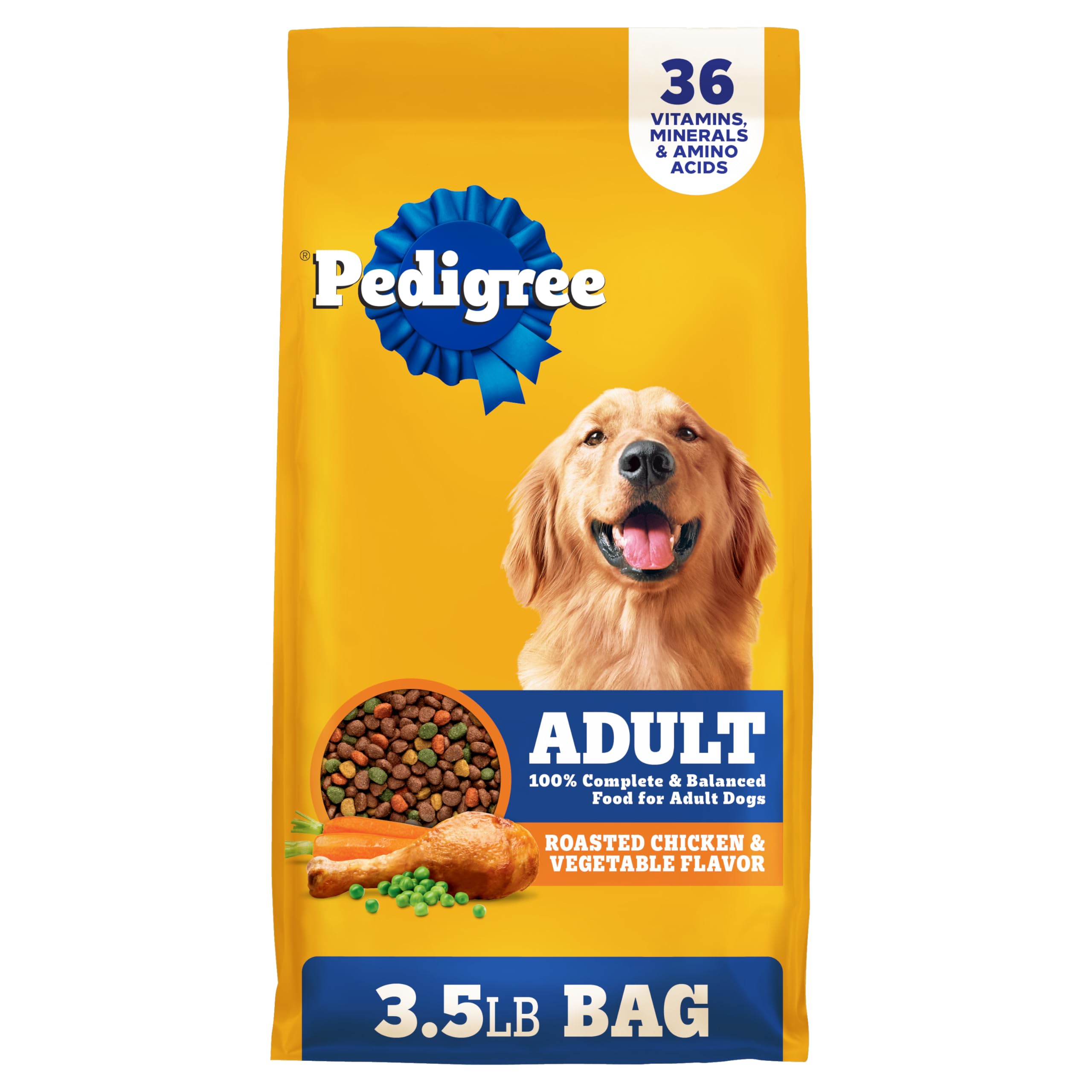 Pedigree nourriture sèche pour chien adulte au poulet rôti et légumes, soutien digestif par fibres prébiotiques