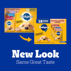 Pedigree sachets nourriture humide chien adulte, morceaux hachés appétissants.