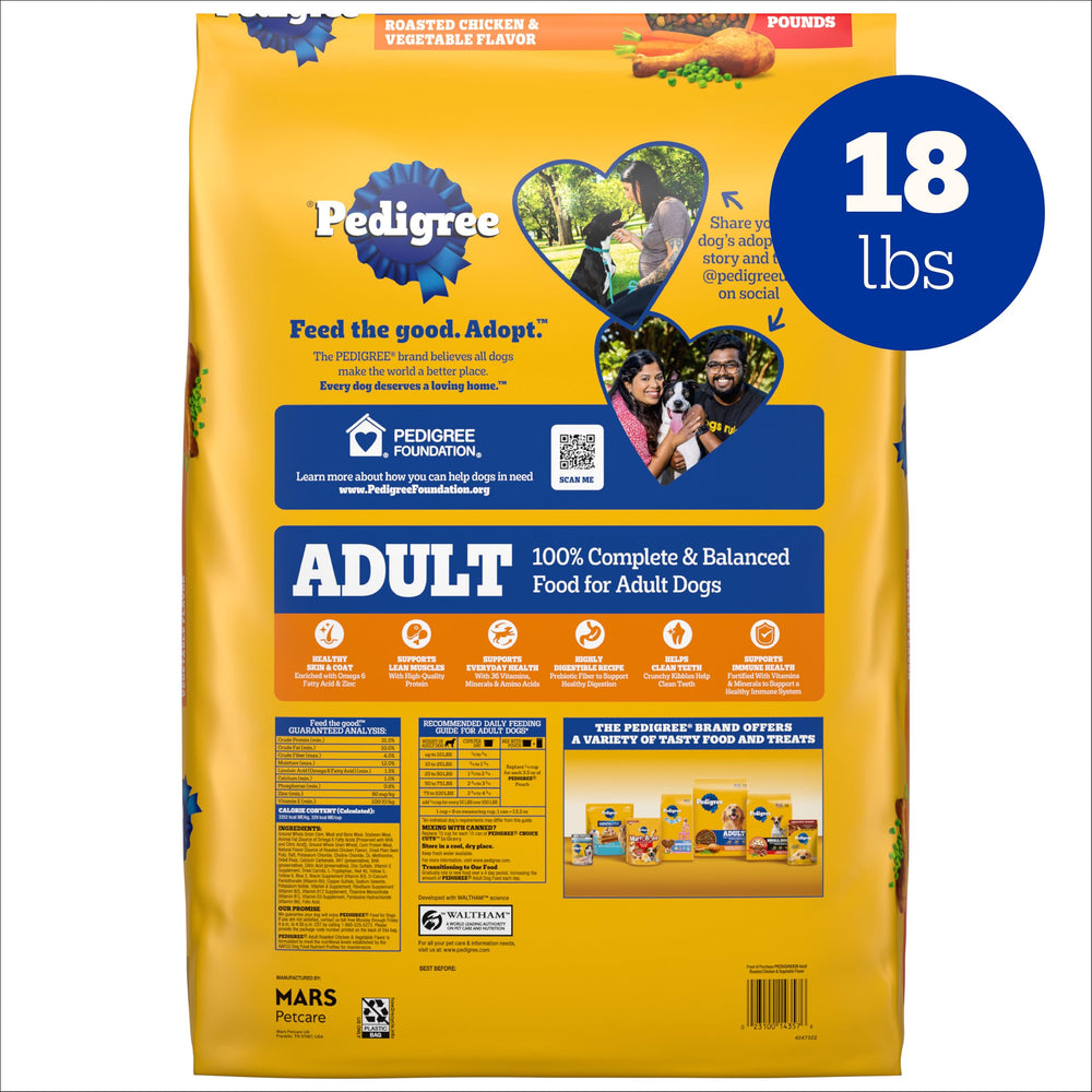 Pedigree formule sans sirop de maïs ni arômes artificiels pour chien adulte.