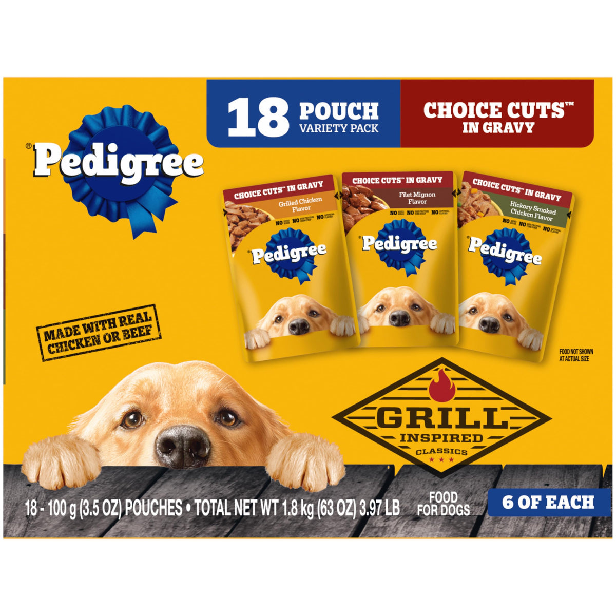 Pedigree Tranches Sélection en Sauce — poche ouverte prête à servir