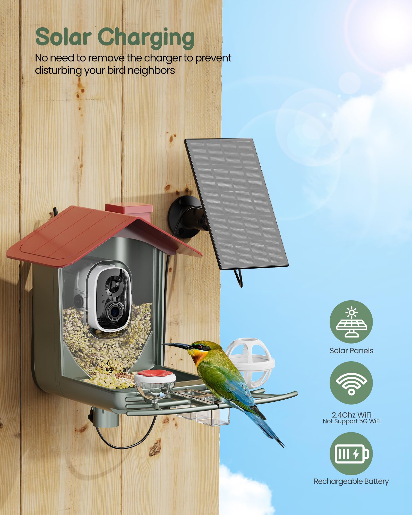 PEEIPM Mangeoire-oiseaux caméra 2K : partage facile avec les amateurs d'oiseaux.